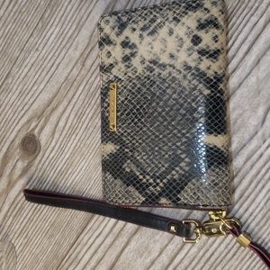 Stella & Dot snake skin leather print wallet wristlet